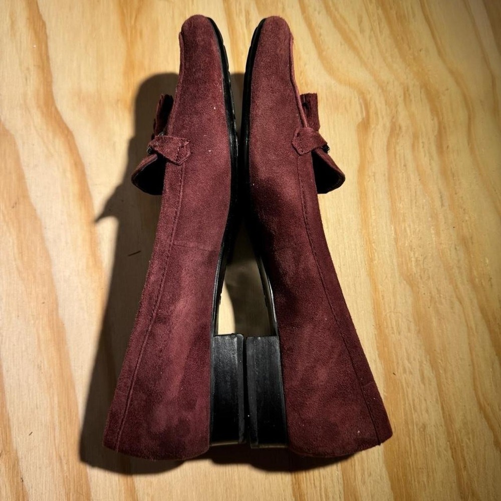 Burgundy Anne Klein suede loafers with tassels - Picture 6 of 7
